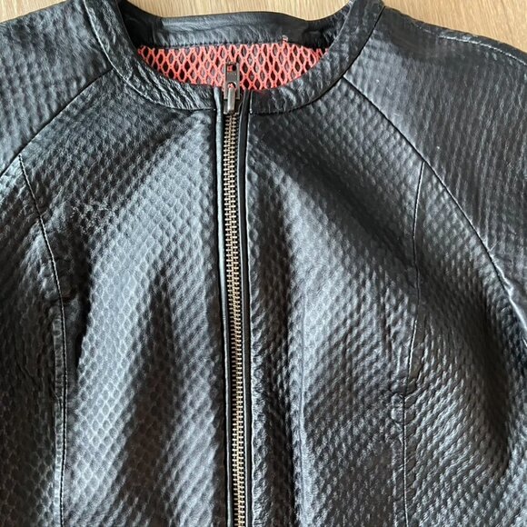 MUUBAA 100% Lamb Leather Black Moto Zip Up Jacket US Size 4 EU 36 - Picture 5 of 13